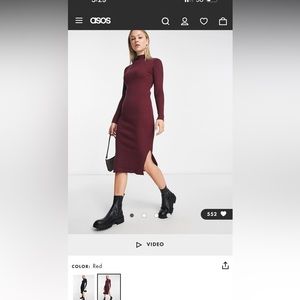 NEW LOOK Burgundy Midi Sweater Dress. Size 4